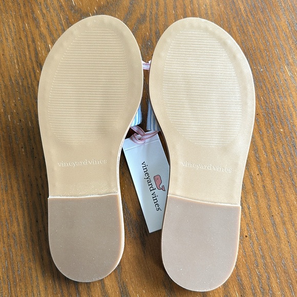 Vineyard Vines Seersucker Leather Slide Size 5 NWT - Picture 3 of 4